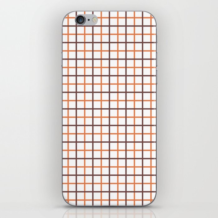 Grid Plaid Pattern 723 Orange and Brown iPhone Skin