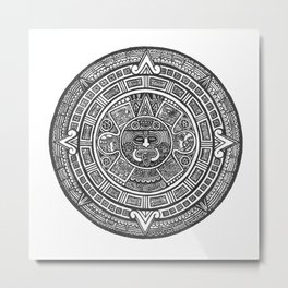 Aztec Roots Metal Print | Black And White, Chicano, Aztec, Pattern, Illustration, Tribal, Vector, Ink Pen, Tattoo, Drawing 