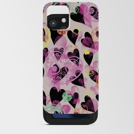 Colorful Heart Doddled Valentines Day Anniversary Pattern iPhone Card Case
