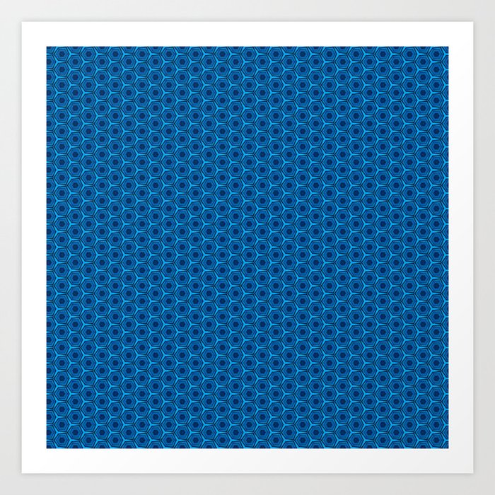 Geometric Peacock Blue Pattern Art Print