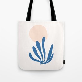 Matisse inspired Blue and Peach Leaf Cutout Tote Bag