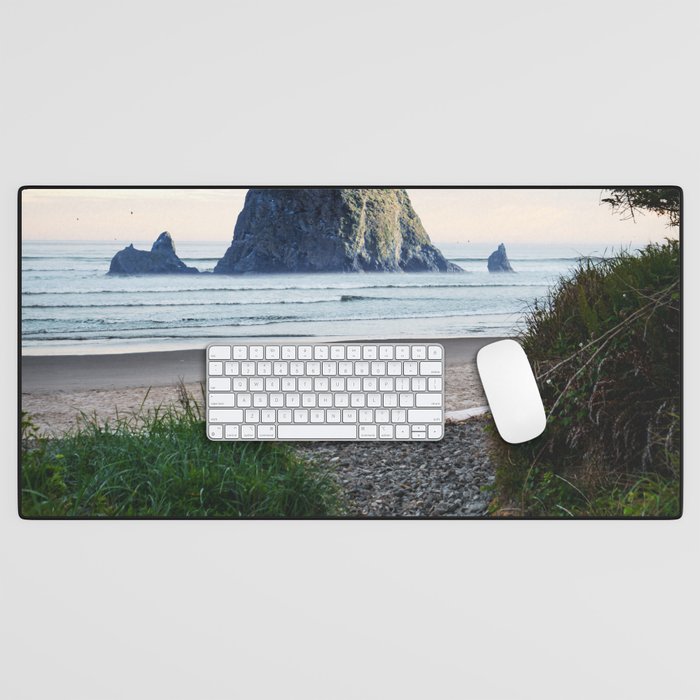 Haystack Rock Surreal Views | Travel Photography and Collage #3 Desk Mat