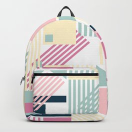 Minimalist Girly Chic Pastel Colors Blue Pink Mint Yellow Artistic Abstract Geometric Pattern Backpack
