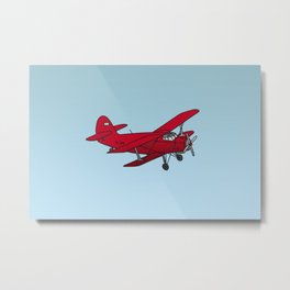 Red biplane Metal Print