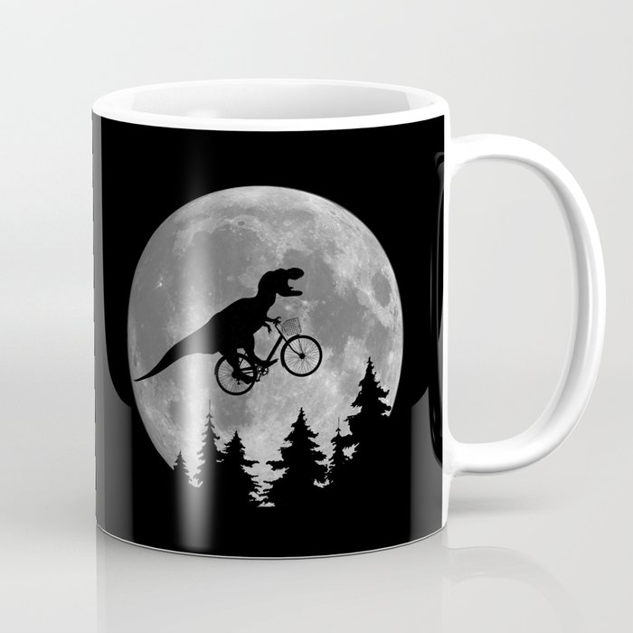 Biker t rex In Sky With Moon 80s Parody Coffee Mug
