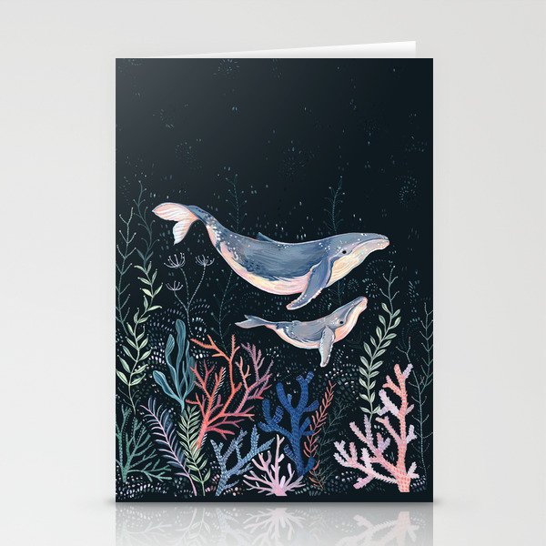 Whales and Coral Stationery Cards