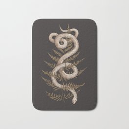 The Snake and Fern Badematte | Graphite, Scientific, Nature, Ferns, Curated, Plants, Digital, Drawing, Fern, Leaves 