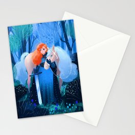 Lady with a Sword and White Horse Stationery Card