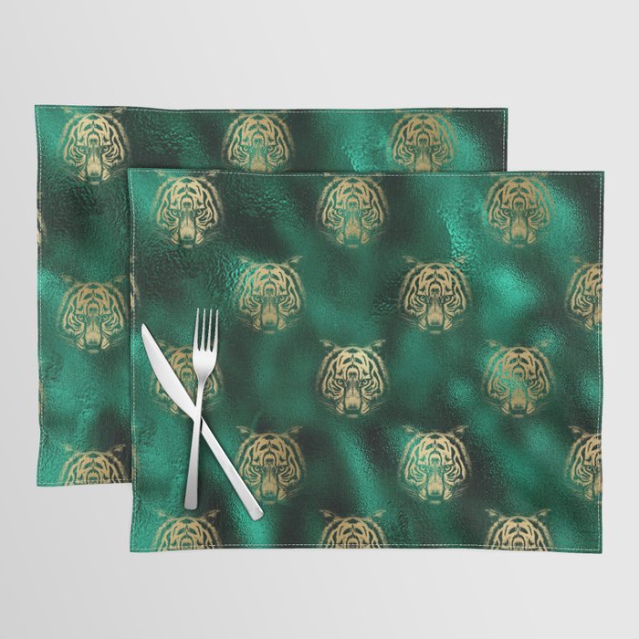 Gold Green Tiger Pattern Placemat