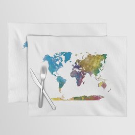 multicolored watercolor world map Placemat