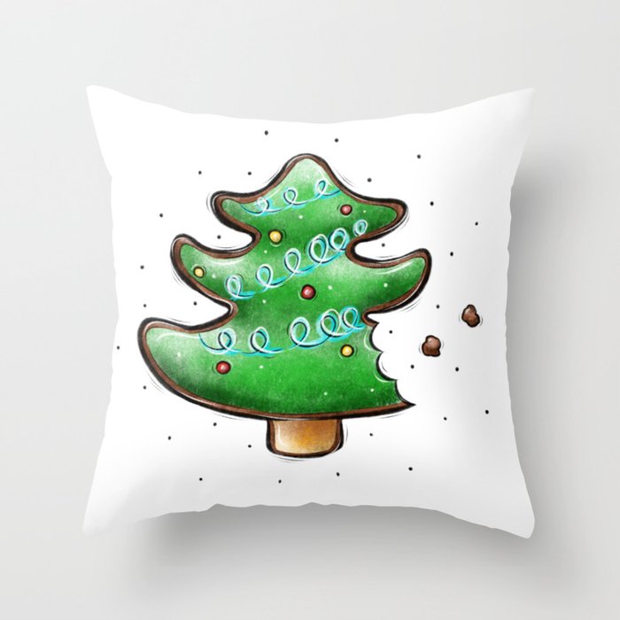 christmas gingerbread in the form of a tree  Throw Pillow