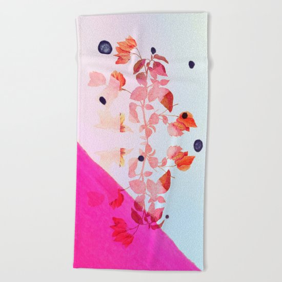 modern bougainvillea Beach Towel