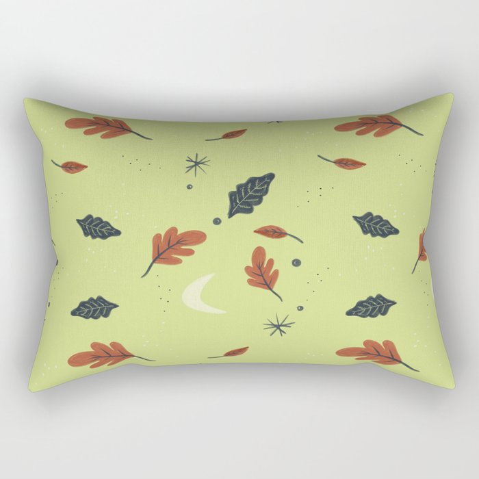 Autumn Leaves on Mellow Green Rectangular Pillow