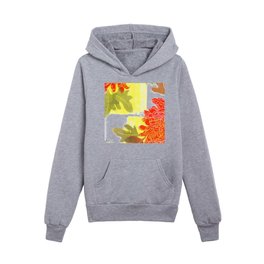 dahlias in fall colors: linocut Kids Pullover Hoodies