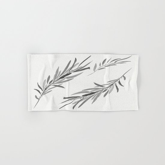 Eucalyptus leaves black and white Hand & Bath Towel