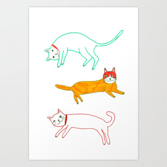 Lying cats Art Print