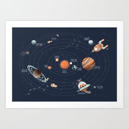 solar system (French text) Art Print