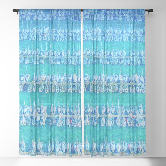 boating impressionism painted realistic ocean scene Sheer Curtain