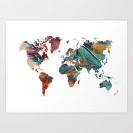 Map of the World triangle Art Print