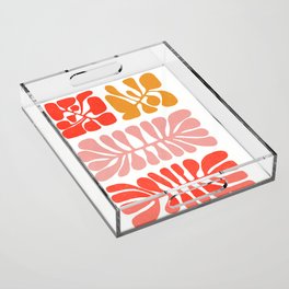 Matisse inspired pink, yellow and red cut-out shapes with texture Acrylic Tray
