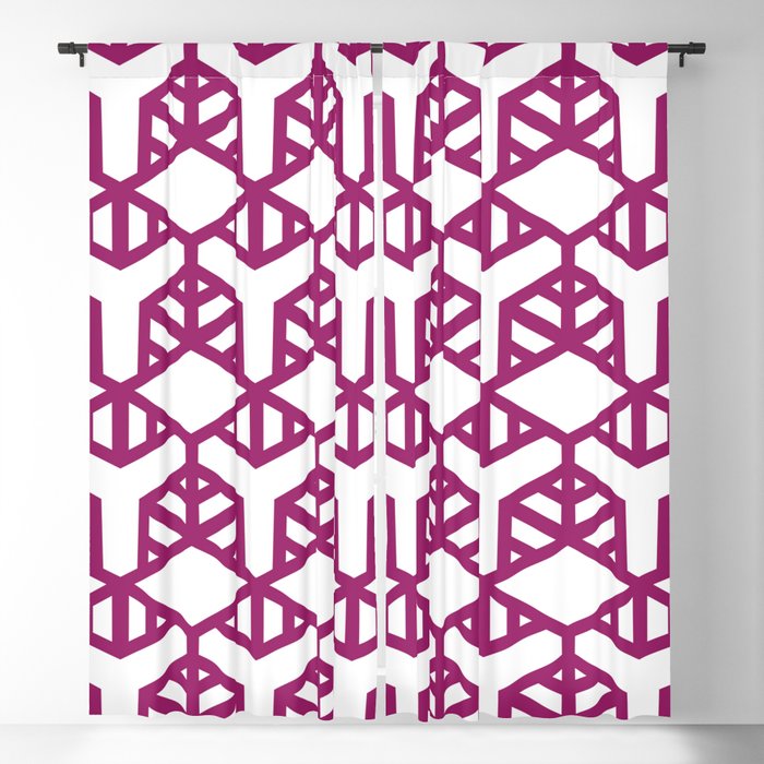 Magenta and White Geometric Shape Tile Pattern - Colour of the Year 2022 Orchid Flower 150-38-31 Blackout Curtain