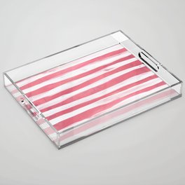 Geometrical coral white acrylic paint brush strokes Acrylic Tray