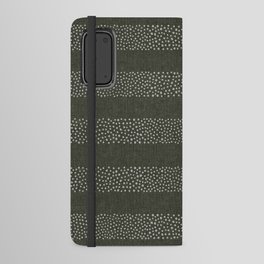 angrand stipple stripes - olive green Android Wallet Case