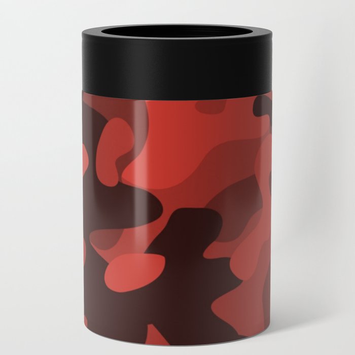 Camouflage Red and Black Pattern Can Cooler