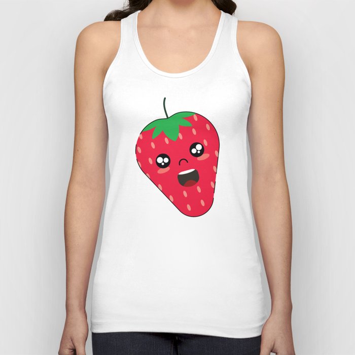 Cute Strawberry Fruit Illustration Tank Top