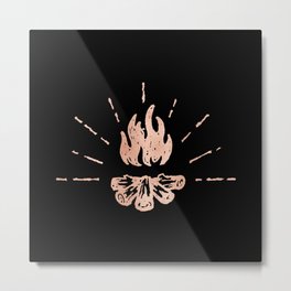 Campfire Rose Gold Flames Metal Print | Wanderlust, Drawing, Trees, Vector, Metal, Shimmery, Outdoors, Adventure, Shiny, Rose 
