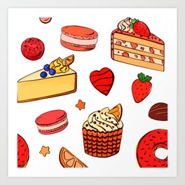 Sweet Treats, Cookies And Pies Whimsical Print Art Print