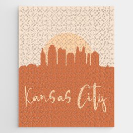 KANSAS CITY MISSOURI CITY SUN SKYLINE EARTH TONES Jigsaw Puzzle