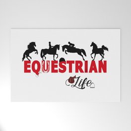 Equestrian Life in Black & Red Welcome Mat