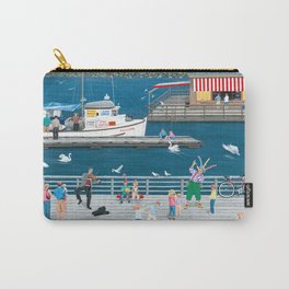 Steveston Landing Carry-All Pouch | Swans, Folkart, Cute, Painting, Children, Boat, Docks, Dockside, Americana, Landscape 