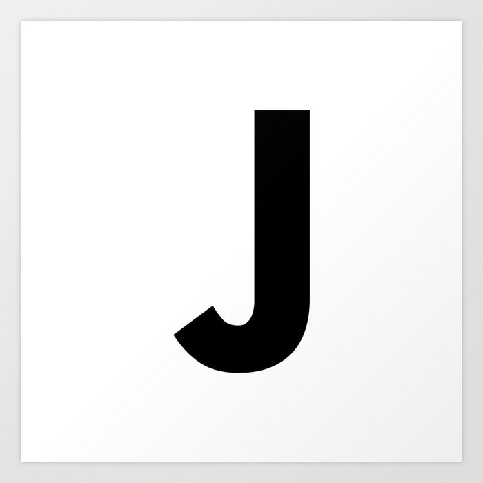 letter j black white art print by vonyssa society6