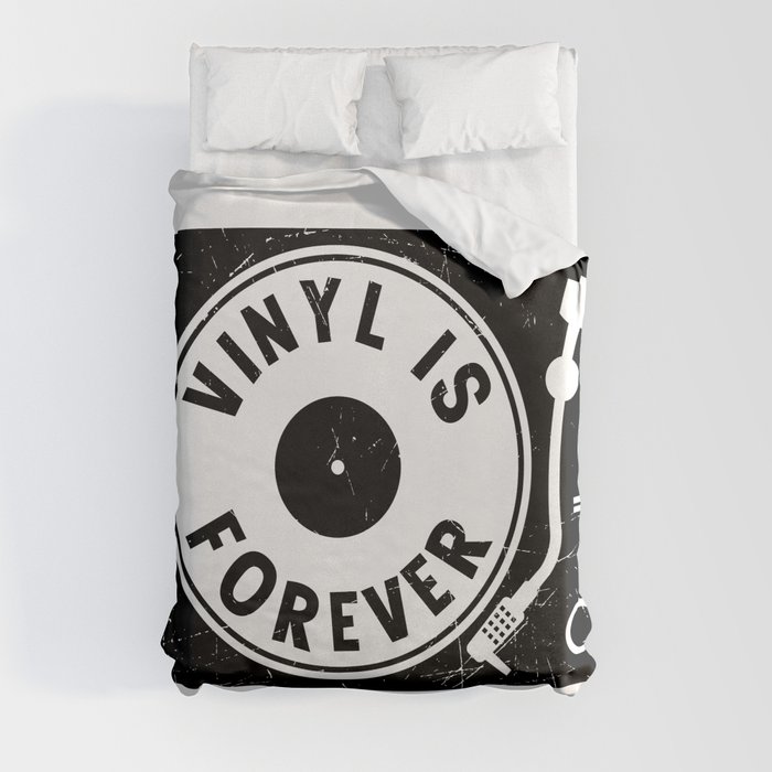 Vinyl Is Forever Retro Music Duvet Cover