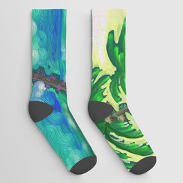 Tropical Ocean View with Egret Socks