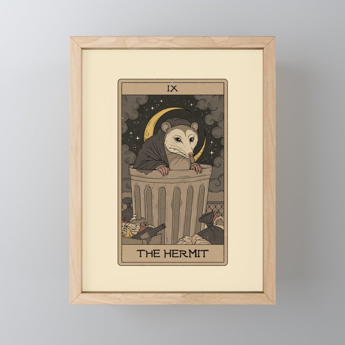 The Hermit - Possum Tarot Framed Mini Art Print