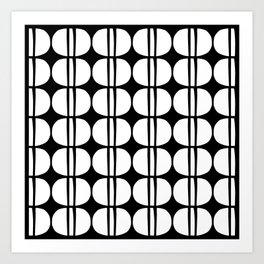 Mid Century Modern Scandinavian Geometric 132 Black and White Art Print