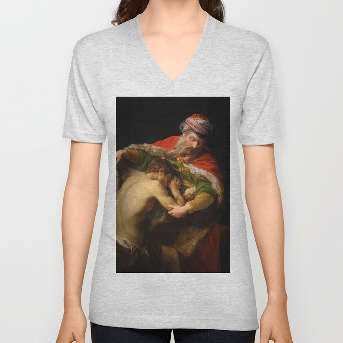 The Return of the Prodigal Son, 1773 by Pompeo Batoni V Neck T Shirt