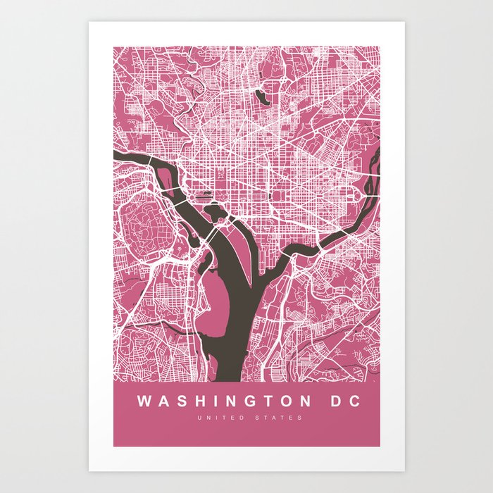WASHINGTON DC City Map US Pink More Colors, Review My Collections