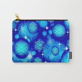 FROSTY BLUE Carry-All Pouch | Graphicdesign, Snowflakes, Pattern, Partyfavors, Winter, Digital, Christmas, Holidays, Crystalblue, Stars 