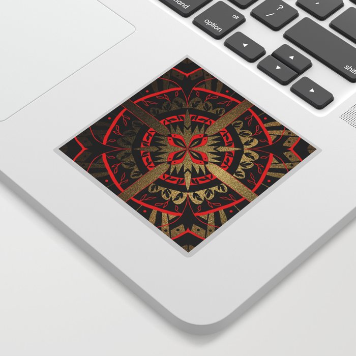Art Deco Red and Black Bold Mandala Pattern  Sticker