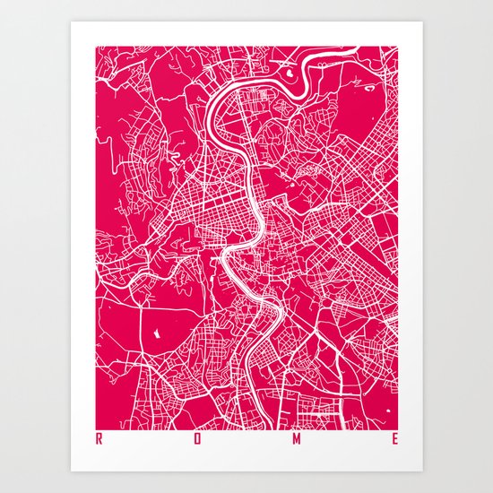 Rome map raspberry Art Print
