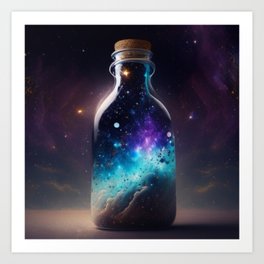 Capturing the Cosmos: The Enchanting Galaxy in a Bottle Art Print