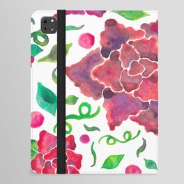 Watercolor Large Roses with Dots iPad Folio Case