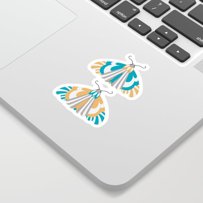 Moths - Blue and Orange Sticker by ARTette Noir