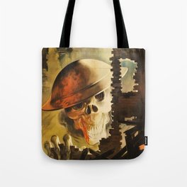Vintage WWII Italian Skeleton Soldier in Bombed-out Ruins Poster Tote Bag