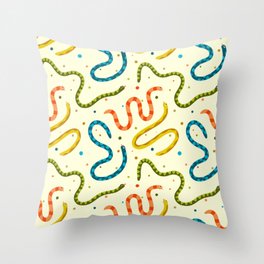 Funky Colorful Snakes Pattern Retro Throw Pillow
