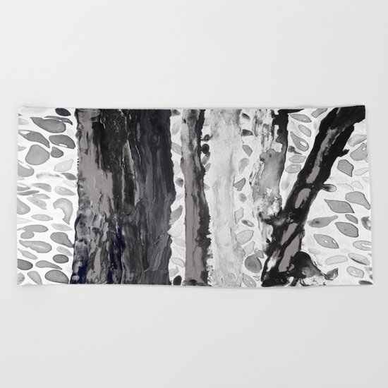 Rainbow Eucalyptus Graffiti artist tree from shedding bark South Pacific Black and White Night Beach Towel